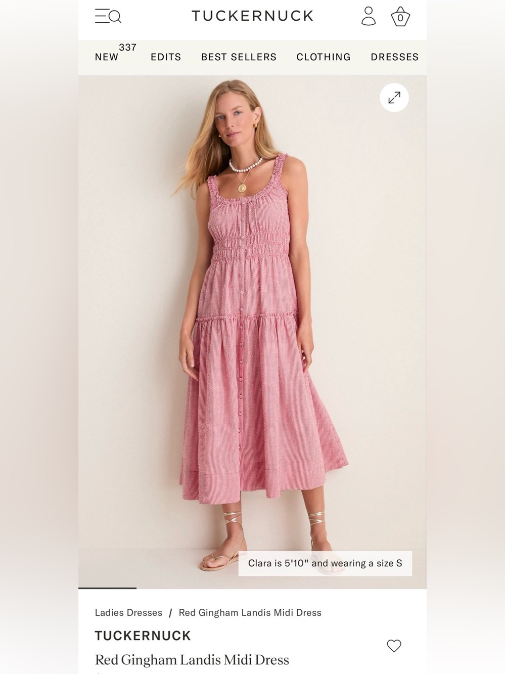 ISO Tuckernuck Landis Red Gingham Midi Dress Small